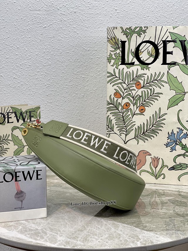 Loewe專櫃同步2022最新款Luna半月形Hobo手袋 羅意威全皮字母肩帶小號月亮包 型號10193 lyw1448